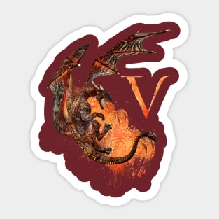 Drachen Buchstabe V Sticker